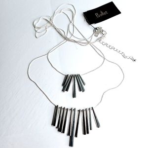 Ballet Silver Double Chain Floating Necklace